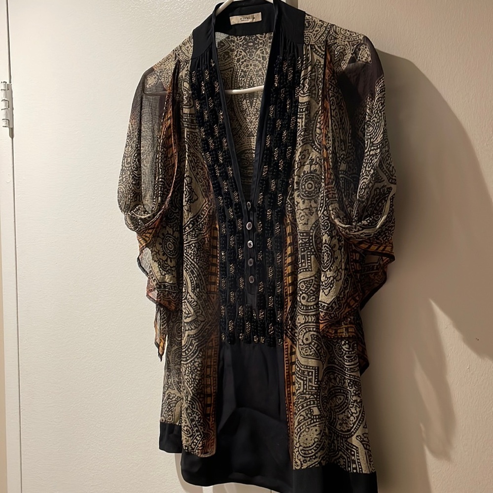Etro Black and Brown Patterned Blouse